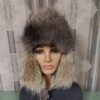 Black wolf fur trapper hat